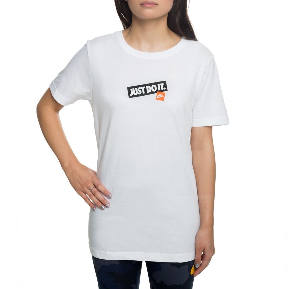 NWT Nike: Medium White Just Do It Logo Short Sleeve Round Neck Workout Tee - Picture 2 of 7